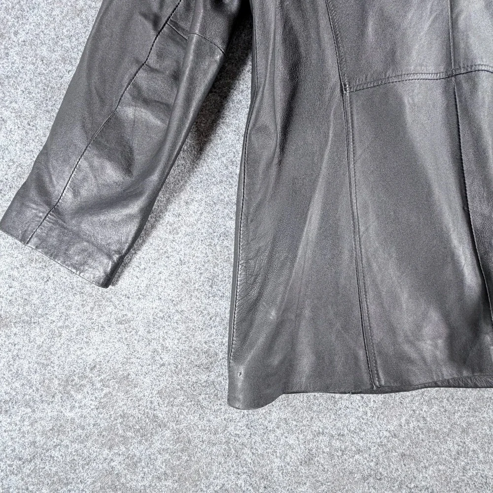 Y2K‎ OutBrook Genuine Leather Blazer Jacket Womens L Black Button-Front Outdoor